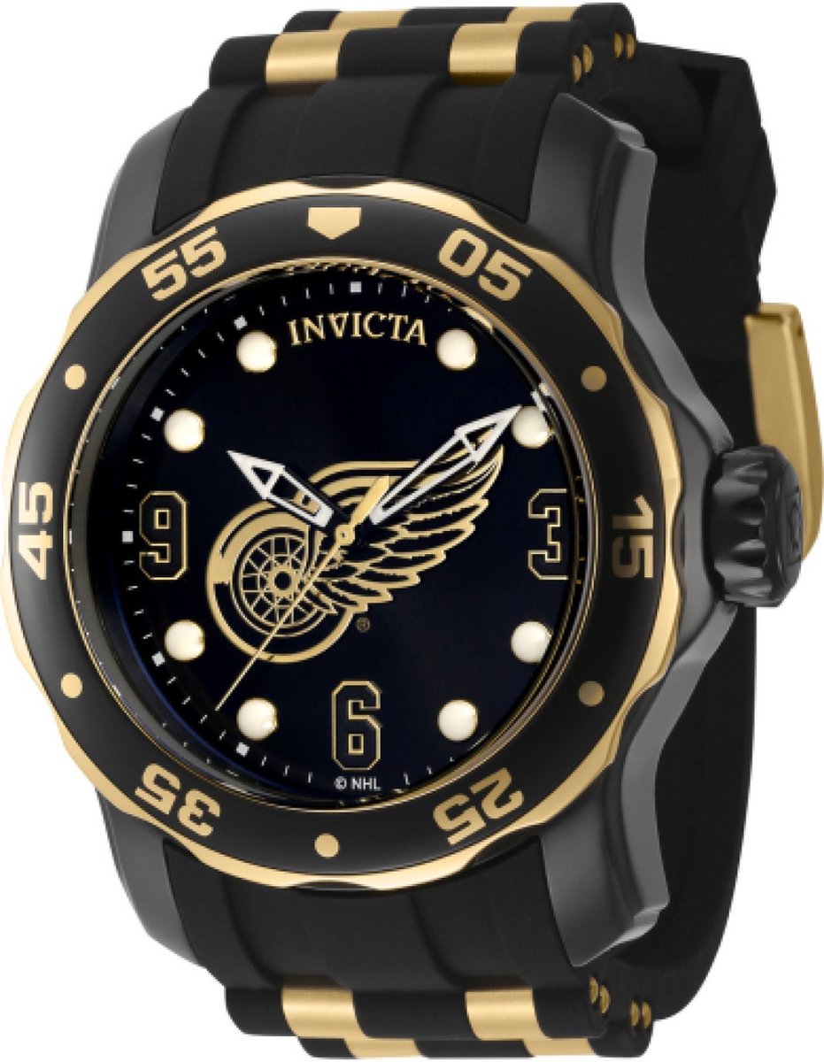 Invicta NHL - Detroit Red Wings 42314 Heren Horloge - Waterdicht - Analoog - Quartz Uurwerk - Roestvrij Staal met zwarte Wijz