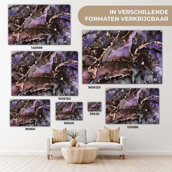 Toile Peinture Marbre - Goud - Rose - 140x90 cm - Décoration murale