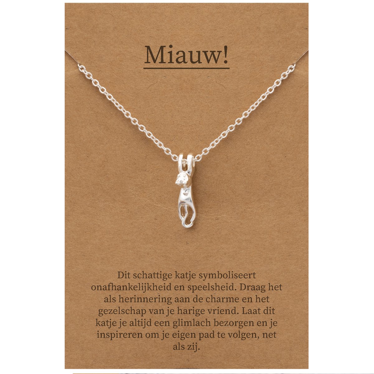 Pax Amare Cadeau ketting met Katje - Zilverkleurig Schattig Sieraad - 45+5cm