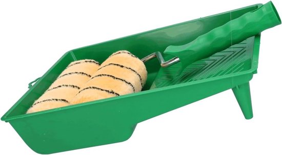 ToolSpace Professionele Schildersset: Verfroller Set, Plat Penseel, Verfbak, Schilderaccessoire voor Kleuren
