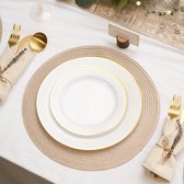 MATANA 120 Premium Witte Plastic Borden met Gouden Rand voor Bruiloften, Verjaardagen, Doopfeesten, Kerstmis en Feesten (2 Maten: 60 x26 cm, 60 x19 cm) - Stevig, Stijve en Herbruikbaar