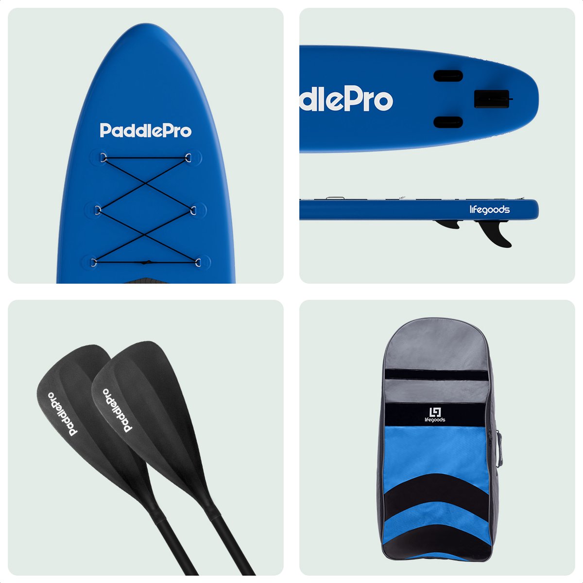 LifeGoods PaddlePro SUP Board - met Zitje - Opblaasbaar Paddle Board - Complete Set - Max. 150KG - 320x81cm - Blauw – foto 8