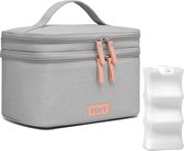 Sac de pompe de Luxe - Pour les Bébé en route - Sac isotherme - Espace de rangement pour tire-lait et accessoires - Lait maternel frais jusqu'à 12 heures - Grijs