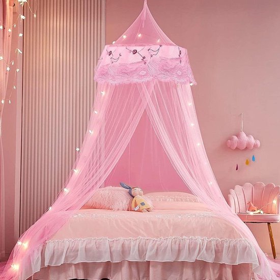 Roze prinses bed luifel klamboe voor meisjes en jongens - elegant 200 x