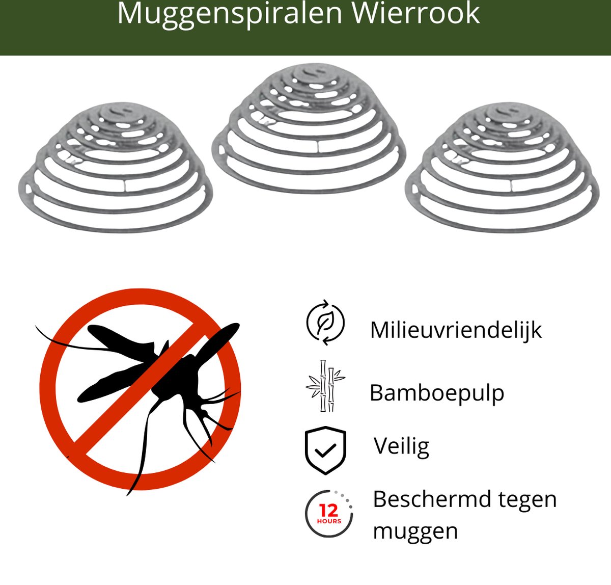 J&S Products™ Anti Muggen Spiraal Anti Muggen Wierook Anti Muggen Citronella Muggen Brandduur: 4 tot 5 uur Werking: 12 Uur Anti Muggen Vliegen Insecten 3 stuks