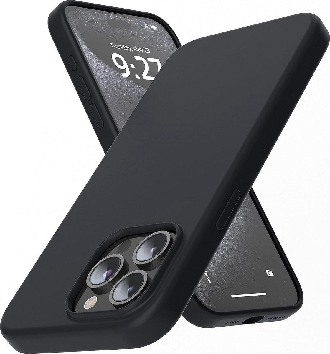 Arara Hoesje Geschikt voor iPhone 15 Pro Max Hoesje Siliconen - liquid Backcover - Zwart
