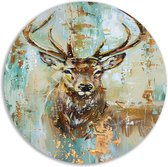 Décoration murale cerf ronde - Cercle mural Animaux - Bols muraux Goud - Tableaux champêtres - Cercle mural - Décoration murale chambre cercle mural forex 60x60 cm