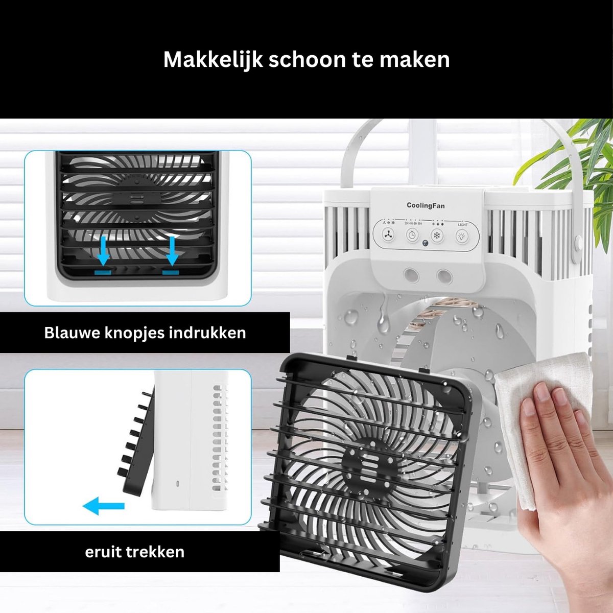 Mobiele Airco Zonder Afvoer - Mobiele Aircooler Draagbare Airco - Mobiele Airco voor Slaapkamer met 3 snelheden- Wit – foto 8