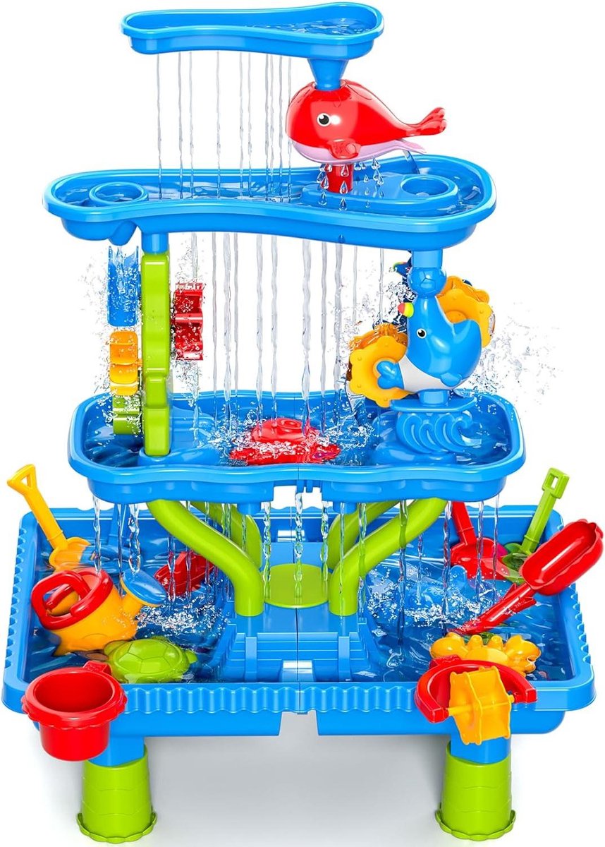 Zand en water speeltafel voor kinderen buitenspeelgoed voor de zomer jongens en meisjes 3-8 jaar 4 niveaus watertafel