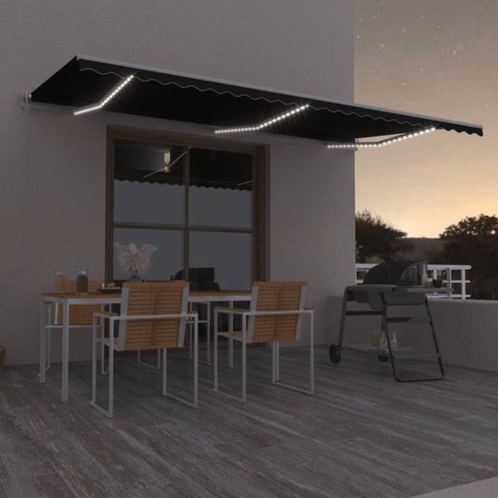 vidaXL Auvent vidaXL avec LED et capteur de vent 600x350 cm Anthracite