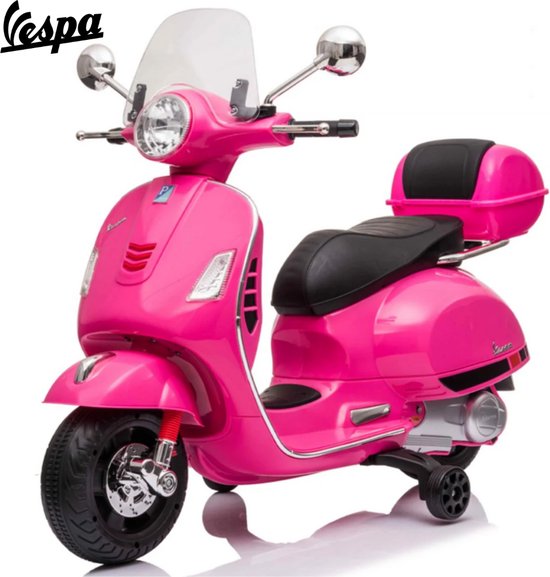 Foto: Vespa gts300 elektrische kinderscooter 3 tot 6 jaar opbergbox roze