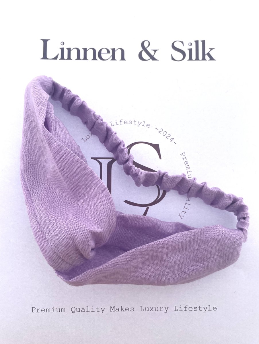 Linnen & Silk 100% Hoogwaardig Vegan Linnen "Cherish Your Hair" Kuisstijl Haarband - Macaron Purple - Paars