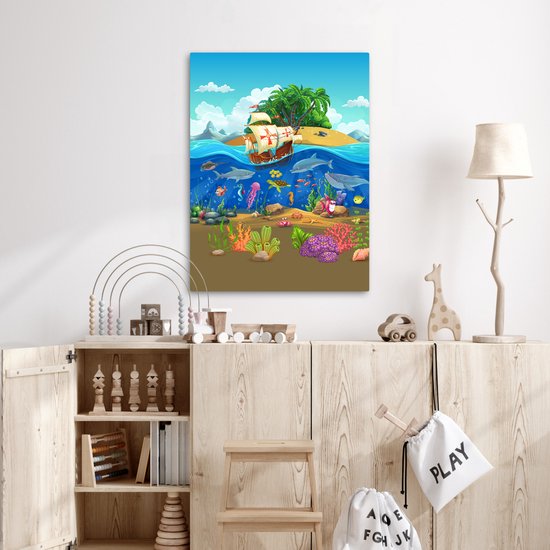 Tableau Toile Bateau Pirate 50x70 Cm - Neuf, Décoration Murale Thème Maritime