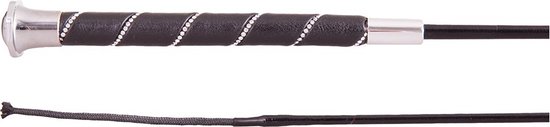BR Cravache de dressage BR Orionm/cuir/poignée cristal 120 Zwart / Argent