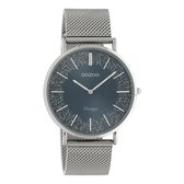 OOZOO Timepieces - Zilverkleurige horloge met zilverkleurige metalen mesh armband - C20134