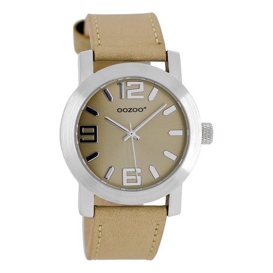 OOZOO Timepieces - Montre argentée avec bracelet en cuir sable - JR201