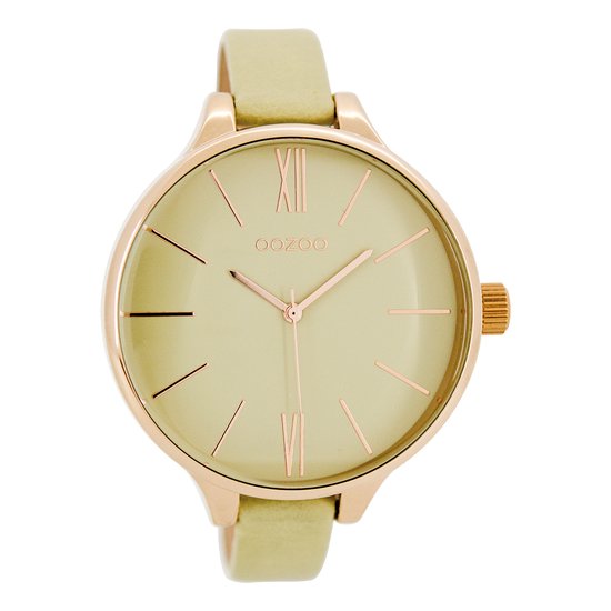 OOZOO Timepieces - Rosé goudkleurige horloge met zand leren band - C9541
