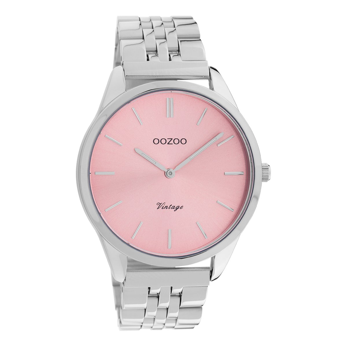 OOZOO Timepieces - Zilverkleurige horloge met zilverkleurige roestvrijstalen armband - C9982