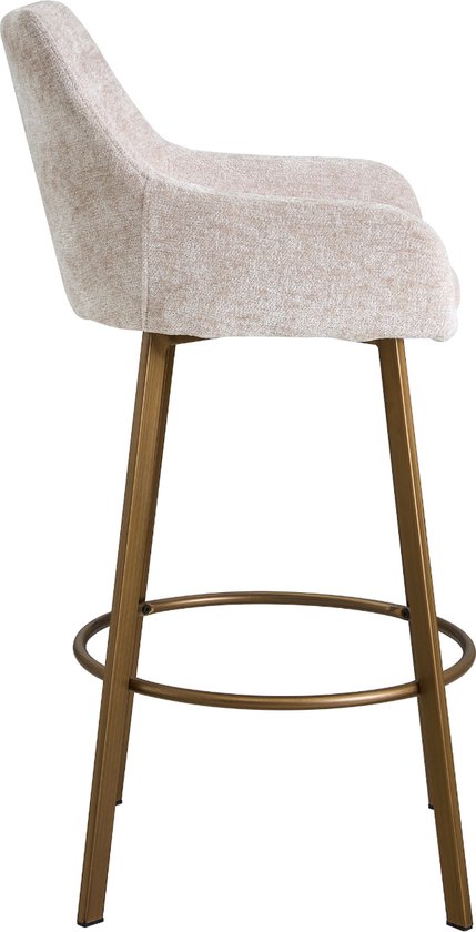 Colenis® - Tabouret de bar Barista - Chaise de bar - Set de 2 - Beige - Chenille - Design - Industriel - Pieds Or Goud - Tabourets de bar