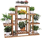 Wooden Planter Shelf with 9 Shelves for Indoor or Outdoor Garden Balcony Decorative - 115 x 25 x 96.5 cm