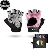 ReyFit Sports Fitness Handschoenen - Fitness Gloves - CrossFit & Powerlifting - Fitness Accessoires - Krachttraining Artikelen - Inclusief Draagtas - Roze - M
