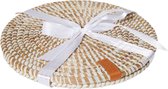 Return to Sender | Placemats Rond - 0 Liter - Ø 31 cm wit en naturel kaisagras - set van 2 placemat - onderzetter