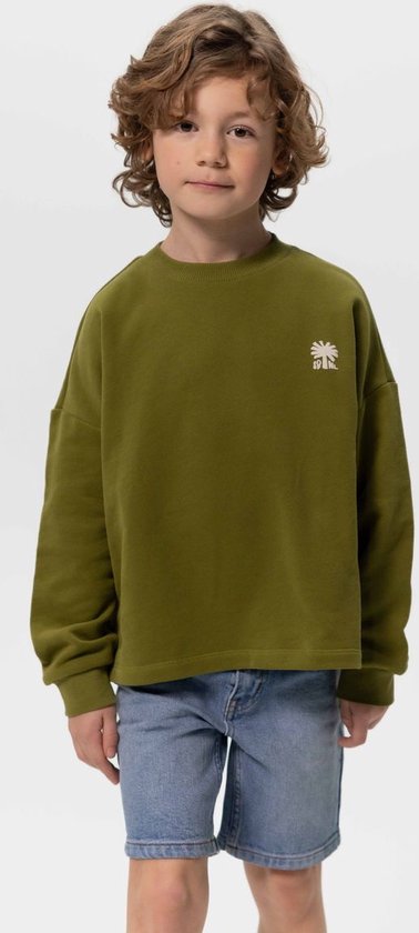 Sissy-Boy - Groene boxy sweater met palmboom artwork