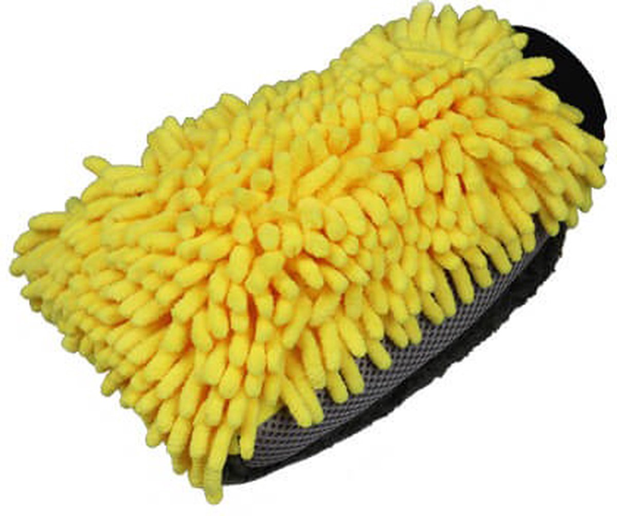 Goedkoopste CarCare24.eu | Auto Microvezel Schoonmaak Spons | Autospons | Washandschoen | Schoonmaakspons Handschoen | Geel | Vaderdag Cadeau