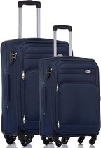 Kofferset 2 Delig - Reiskoffer met Wielen - Handbagage Trolley - Koffers - Blauw