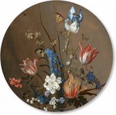 Wandcirkel Bloemen Taupe - Wandpanelen - 40 cm