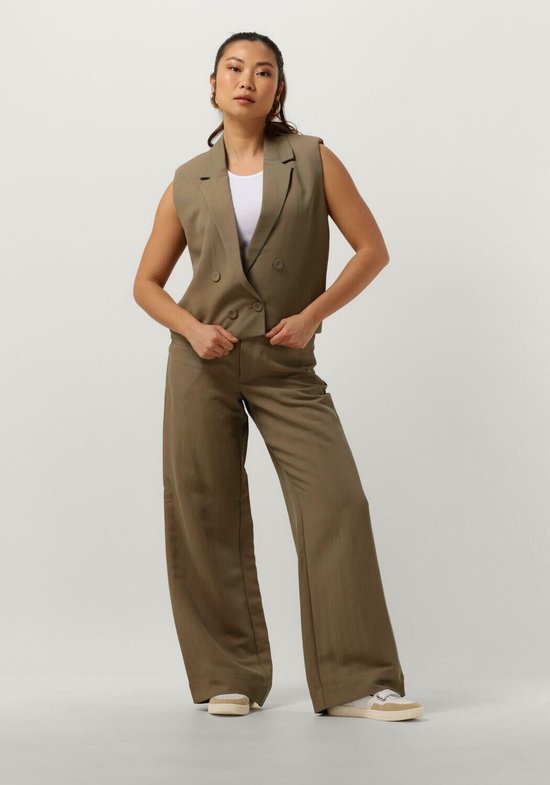 My Essential Wardrobe Emmymw Wide Pant Broeken Dames - Olijf - Maat 42