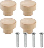 Kastknoppen Hout - 4x - Meubelknop voor lades & deurtjes - 30MM - Meubelbeslag/Handgreep Rond
