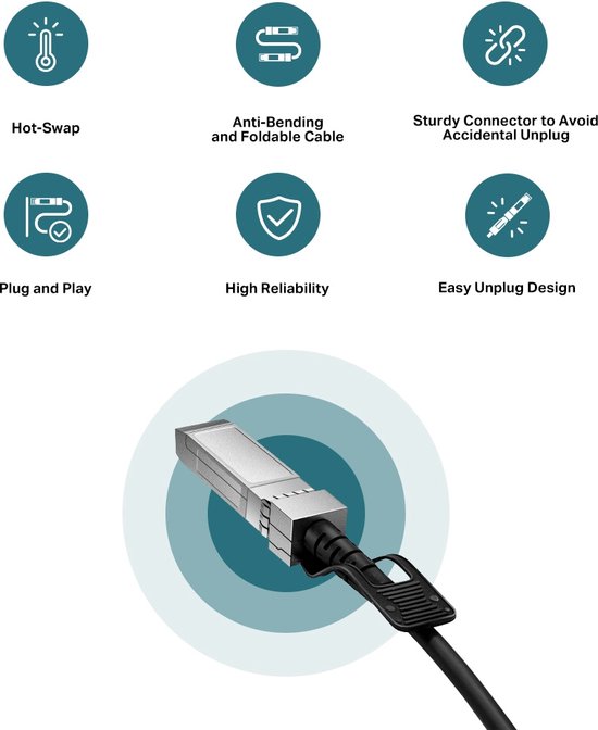 TP-Link TL-SM5220-1M | 1m/3.3ft 10G SFP Direct Attach Cable (DAC) | Passive Twinax Cable | 10GBASE-CU SFP to SFP Connector | Plug and Play | LC Duplex Interface