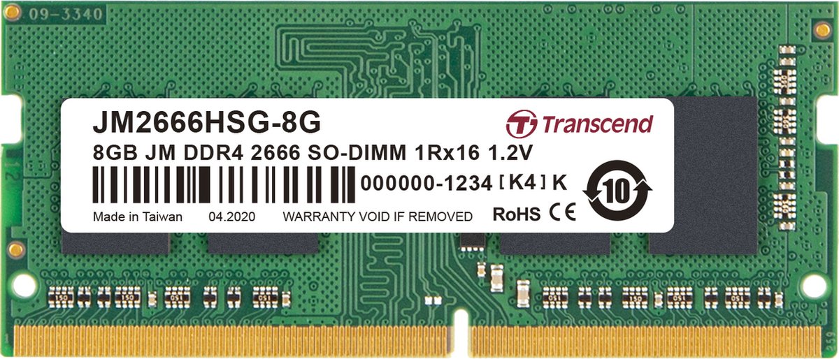 Transcend Jetram Werkgeheugenmodule – Ddr4 – 8 Gb – 2666 Mhz – – Jm2666Hsg-8G - afbeelding 2