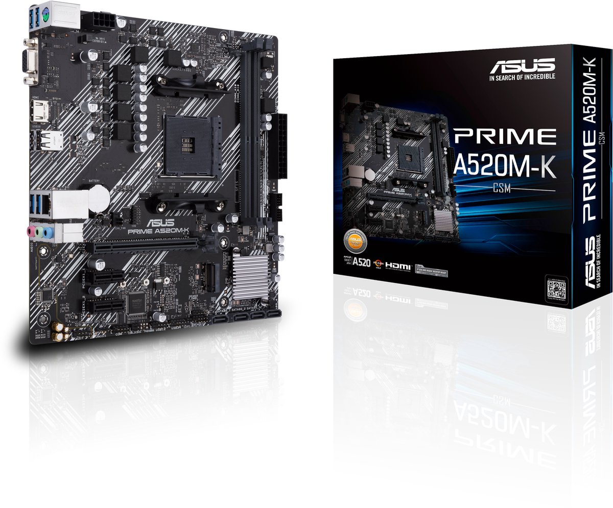 Asus Prime A520M-K - Moederbord - Socket Am4 - Micro-Atx - Amd A520 Chipset