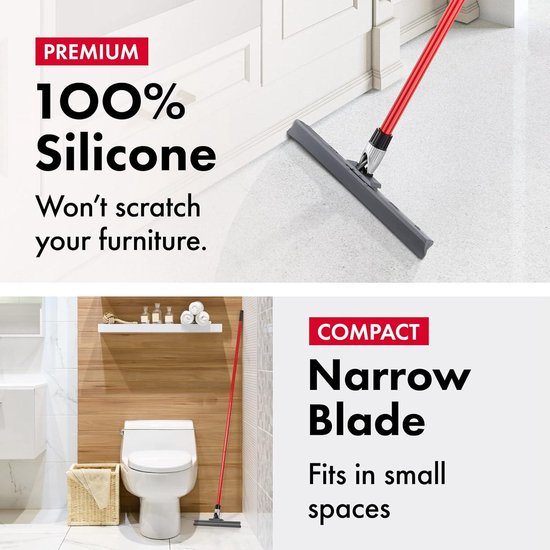 Tyroler vloerwisser voor natte ruimtes Heavy Duty | 45 cm kop 100% siliconen | 4-delige 140 cm lange handgreep rakel | Perfecte badkamer- en doucheschijpers | Ideaal voor elk oppervlak | wissers dweil