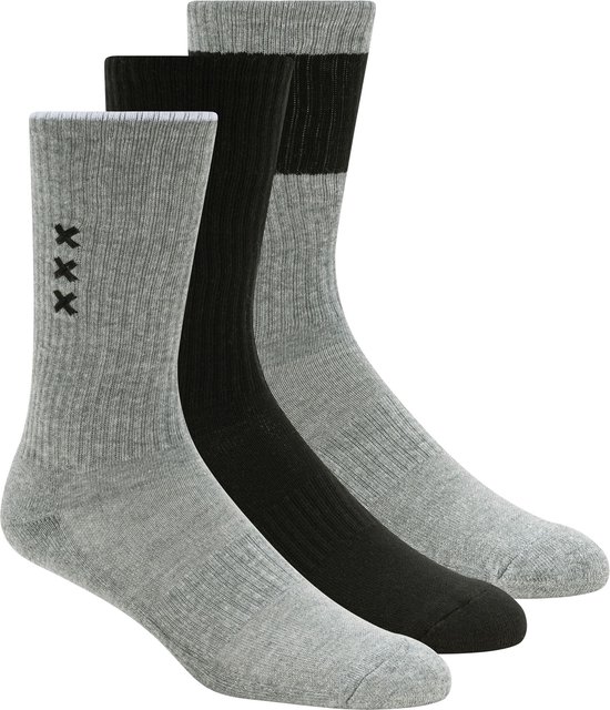 Scotch & Soda 3PK MENS 1/2 TERRY CREW Chaussettes pour hommes - Gris Medium - Taille OS