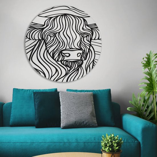 cercle mural vache - balances murales animaux - Lignes de cercle mural - Tableau moderne - Forex - Décoration murale chambre cercle mural forex 40x40 cm
