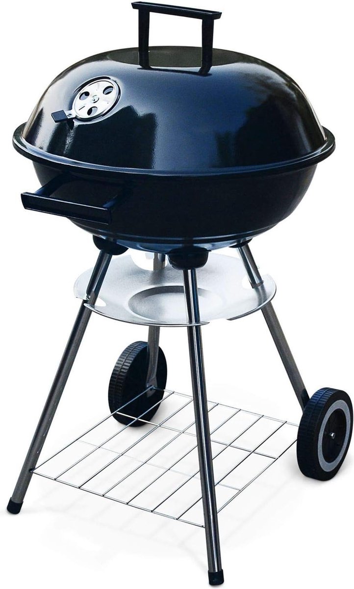 Beweegbare Houtskoolgrill Ø 44 cm - Voor 4 Personen - Kogelgrill met Deksel voor Onderweg, Tuin en Balkon