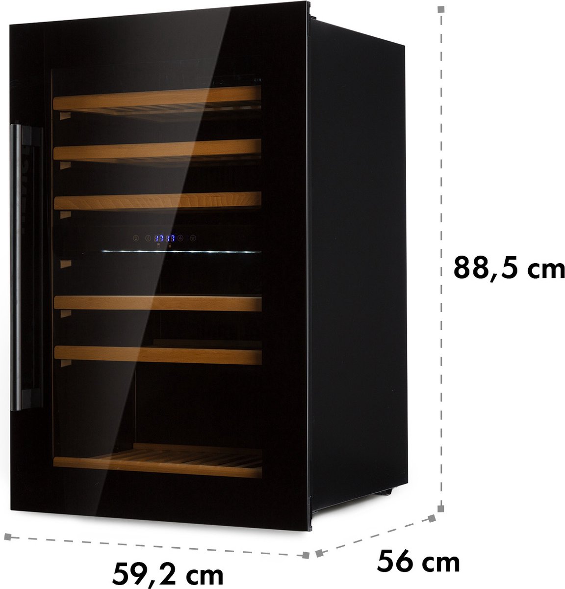 Klarstein Wijnkoelkast - 2 Zones - 132 Liter - Drankenkoelkast - Glazen Deur - 5-22°C - 35 Flessen - Zwart - Wijnkelder - 41 Flessen 56 cm - voor Bar - Inbouw - glas Hout LED - Wijnklimaatkast - Wijnkast - Wine Cooler - Wine Fridge – foto 6
