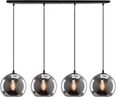 SensaHome MD82494-4L Hanglamp - 4-lichts Hanglampen Eetkamer - Smoke Glas Eettafel Lamp - 80x20cm - E27 fitting - excl. lichtbron