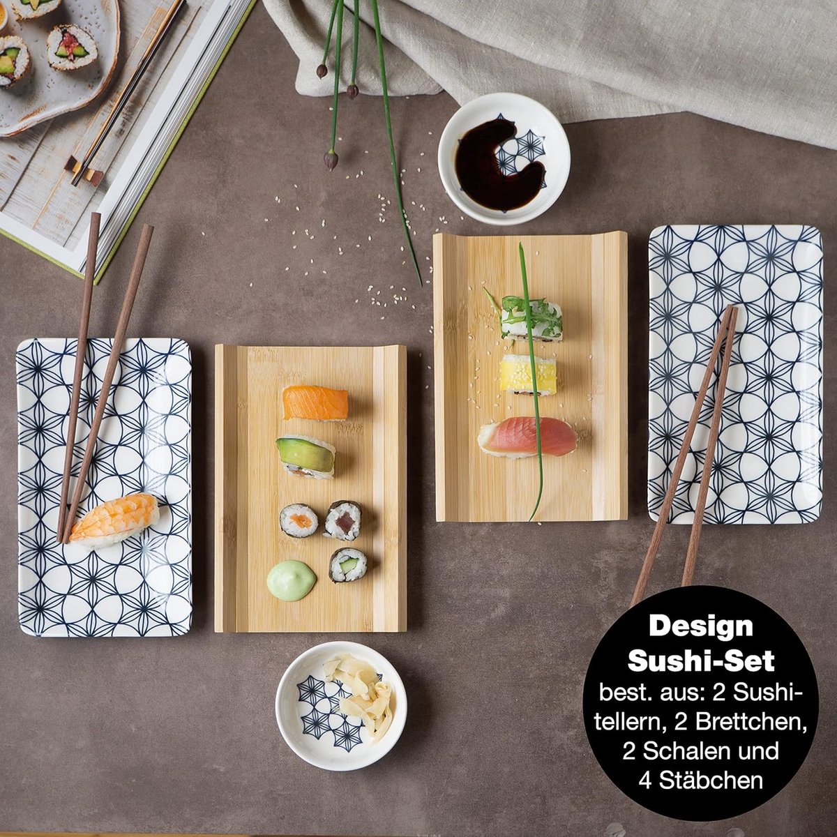 Sushi Gerechten Set - Eetstokjes Dienblad - Aziatische Gerechten Set