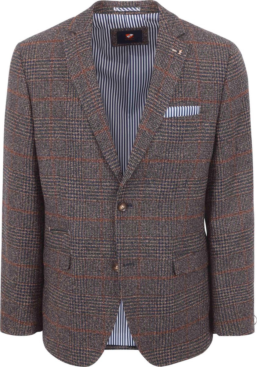 Suitable Colbert Heleen Ruit Bruin - Maat 48 - Heren blazer