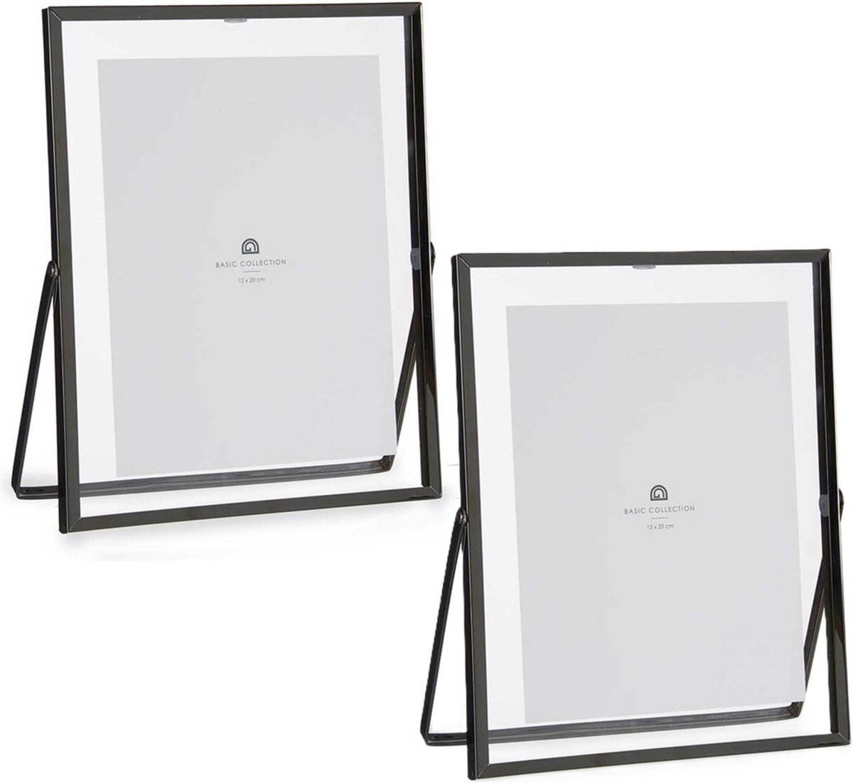 Giftdecor Fotolijstje voor 15 x 20 cm foto - 2x - zwart - metaal - Modern - frame 20 x 25 cm