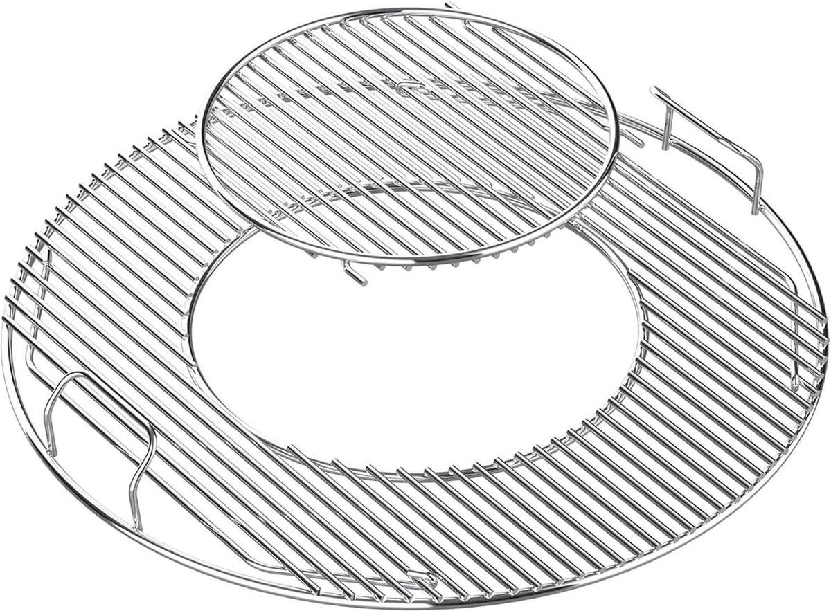 Grillrooster 8835 Opvouwbaar voor Weber 57cm Ronde Houtskoolgrills One Touch Bar-B-Kettle Accessoires Master Touch Ketelgrill Verchroomd Rooster Grillrooster