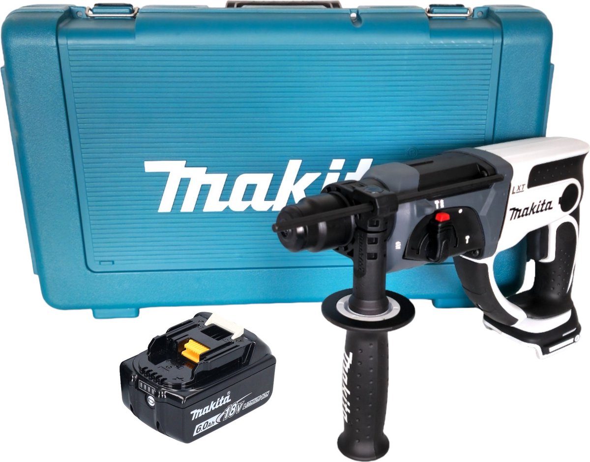 Makita DHR 202 G1W accu-boorhamer 18 V 20 mm 2,0 J wit + 1x accu 6,0 Ah + koffer - zonder oplader