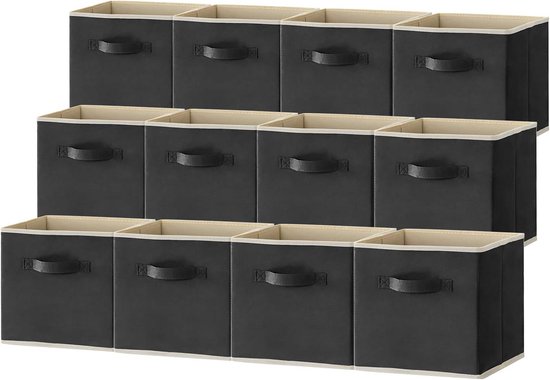 Mangata Opbergmand, kubus, 33 x 33 x 33 cm, set van 3 opbergdozen van stof voor planken, speelgoed, kantoor, kast, roze en wit