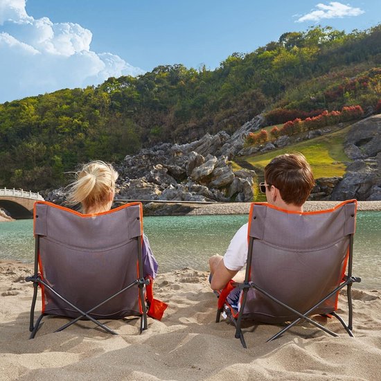 Chaise Pliante Camping USHOP - Ultra Légère 0.92kg Avec Poche - Pour Rando, Plage, Pique-Nique