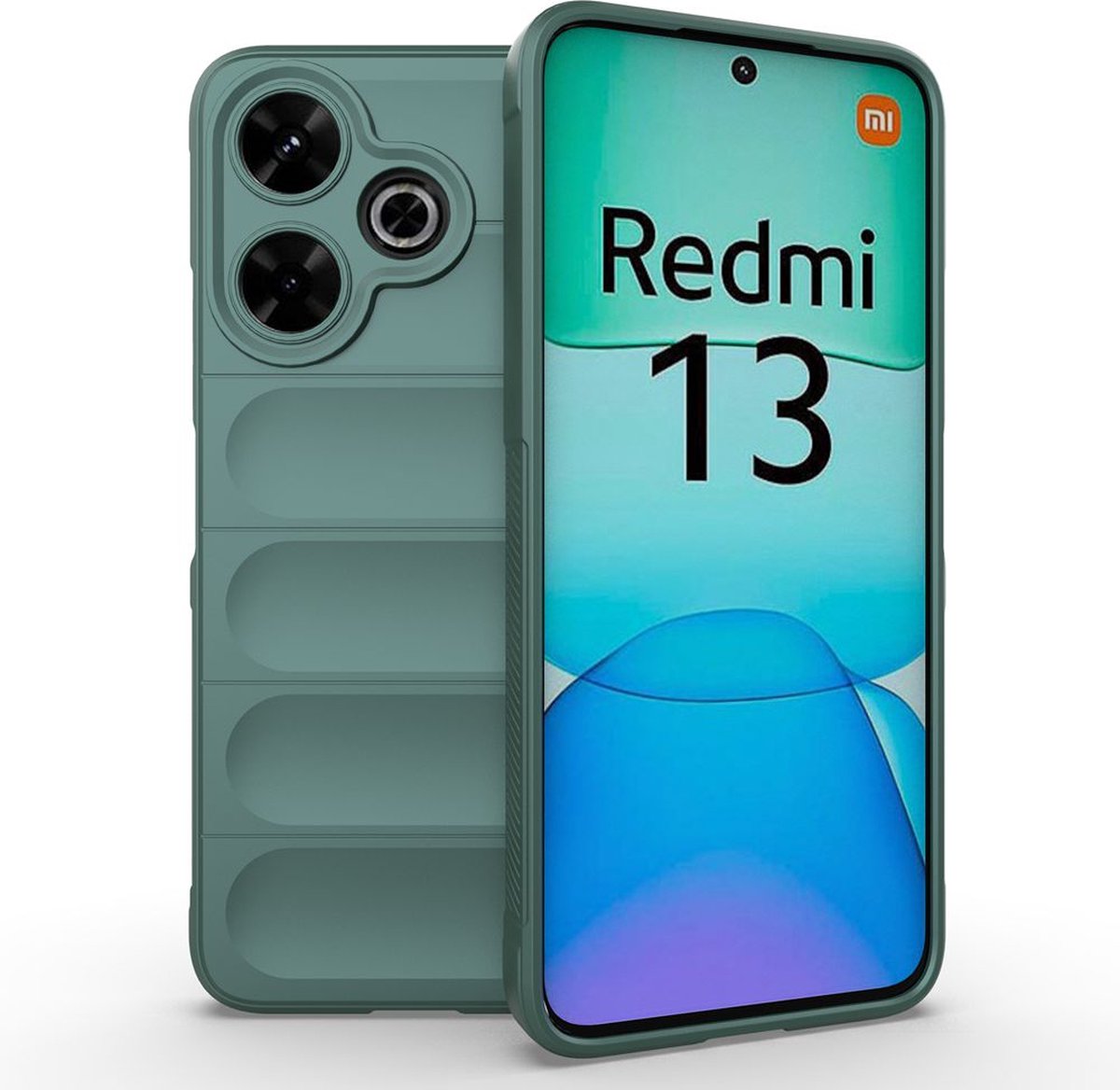 MobyDefend Hoesje - Geschikt voor Xiaomi Redmi 13 4G - TPU Gripcase - Groen