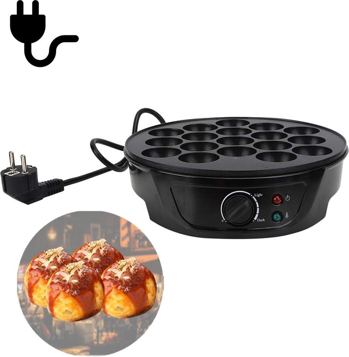 Dailysupplies Poffertjespan Electrisch Poffertjesmaker Poffertjespannen 18 Poffertjes Zwart